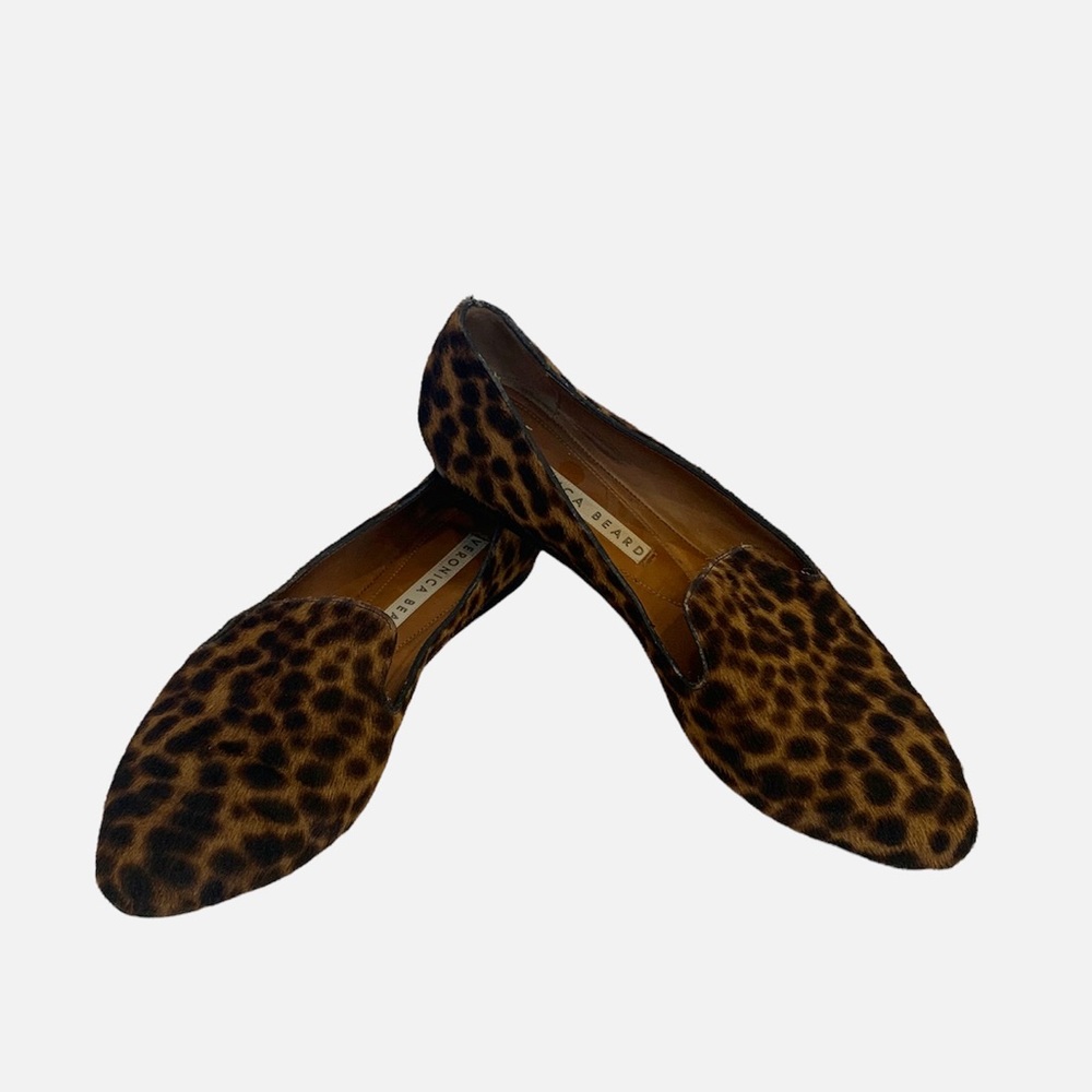 VERONICA BEARD Griffin Calf Hair Leather Leopard Cheetah Loafers Made Italy 37